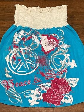 Y2K Tube Babydoll Peace & Love Shirt Size Small